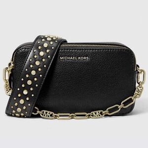 Michael Kors Black and Gold Studded Crossbody Bag